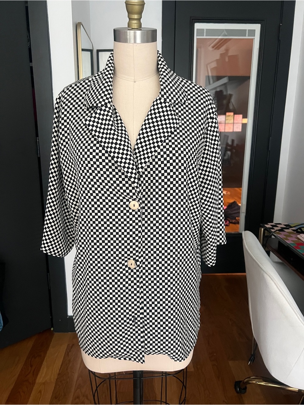 Lisa Says Gah Black and White Checker Shirt